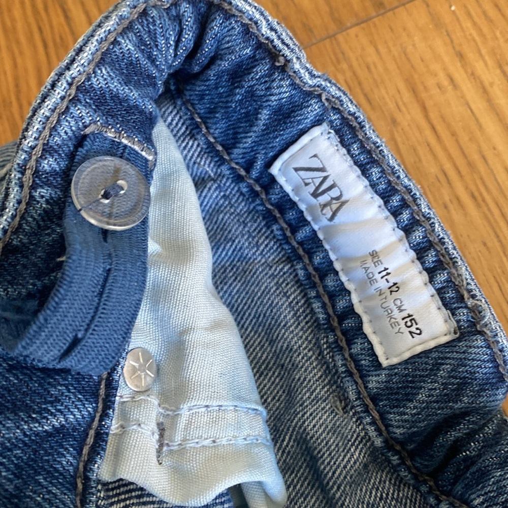 Zara Kids Girls Wide Leg Blue Cotton Jeans 11-12 - Picture 3 of 5